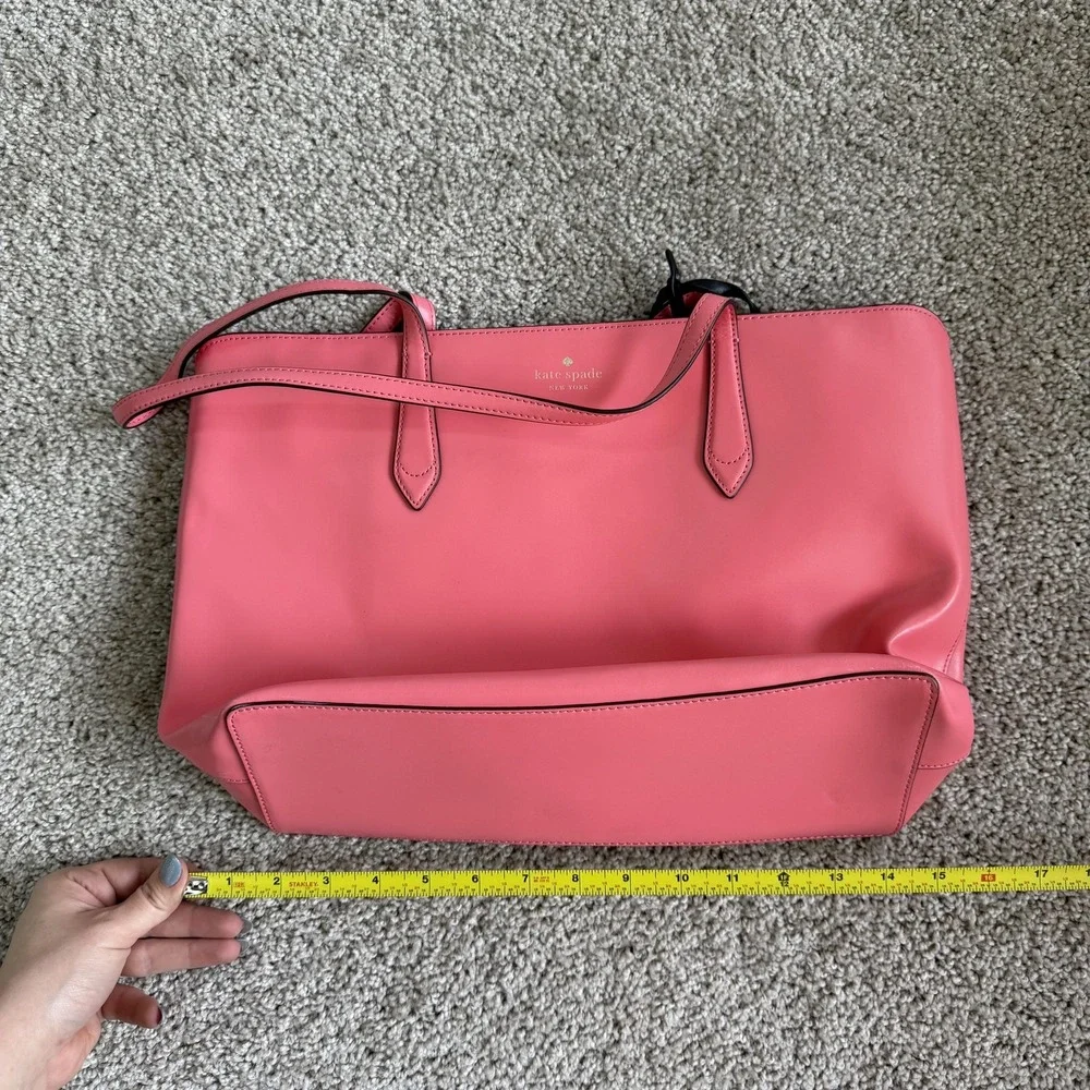 Kate Spade Tote Bag Womens Large Pink Leather Zip Butterfly Shoulder Purse
